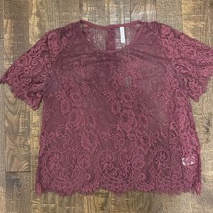 Burgundy Lace Top